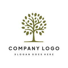 Obraz premium Abundant Growth: Illustrative Tree Logo with Full Leaves