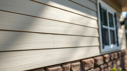 Obraz premium Modern House Exterior with Wood Siding and Stone Accents: Real Estate Photography