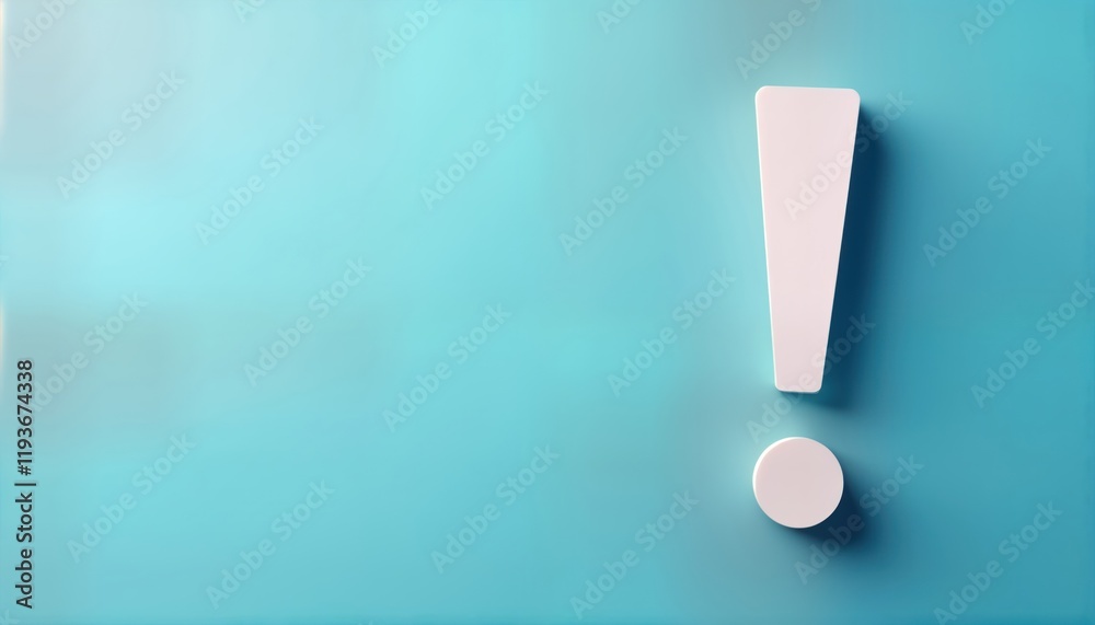 Aufkleber White exclamation mark on light blue background with copy space. Simple design for tech web design project. Versatile image for attention grab warning. Suitable for social media posts. Attractive
