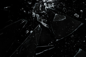 broken glass hit by sharp particles