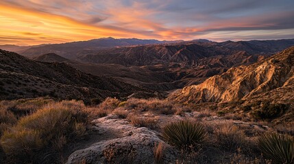 Sunset over Mountain Range Landscape