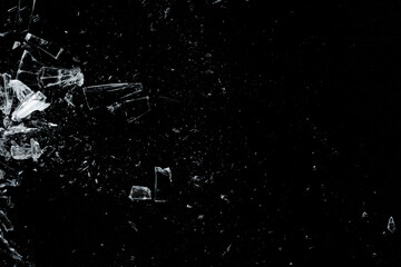 Abstract broken glass with sharp particle and dust texture