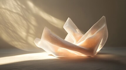 A fragmented body forming from intersecting geometric planes glowing with ethereal energy.