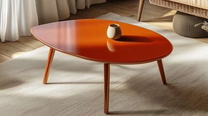 Modern Coffee Table with Minimalist Design and Ceramic Pot