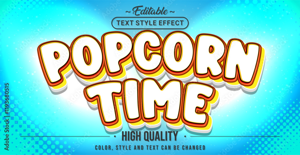 Poster Editable text style effect - Popcorn Time text style theme.