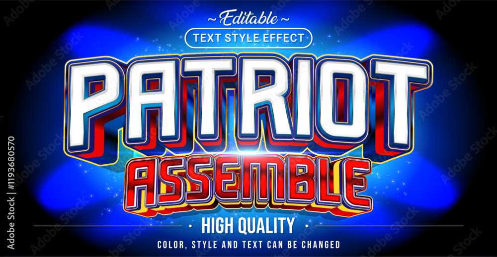 Poster Editable text style effect - Patriot Assemble text style theme.