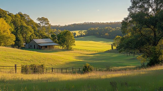 A stunning sight of the Yarra Valley in the sunlight, located in Victoria, Australia