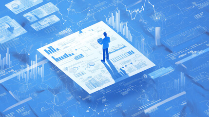 Data analysis and visualization in a digital workspace showcasing charts and graphs
