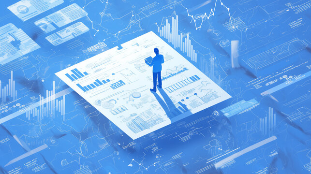 Data analysis and visualization in a digital workspace showcasing charts and graphs