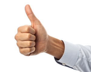 Thumb up gesture on transparent background. Like. PNG