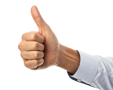 Thumb up gesture on transparent background. Like. PNG
