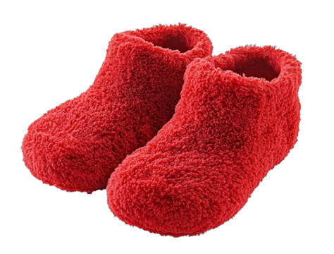 Red Furry Soft Skid-resistant Sock Slippers isolated on a white background PNG image