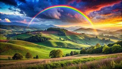 Pride Month Landscape: Vibrant Rainbow Hills with Customizable Text Space