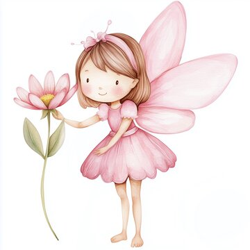 Zauberhafte rosa Fee mit Blume