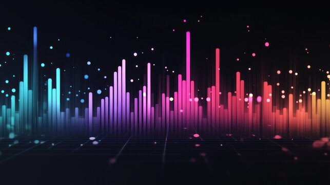 Abstract Colorful Audio Spectrum Visualizer Dynamic Sound Waves Music Equalizer Neon Lights Digital Art