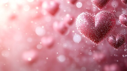 Obraz premium Light pink background with white hearts Valentine's Day