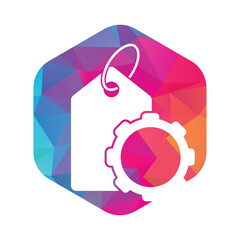 Gear Price Tag Logo vector illustration.