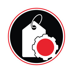 Gear Price Tag Logo vector illustration.