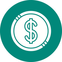 Dollar Coin icon single vector illustration