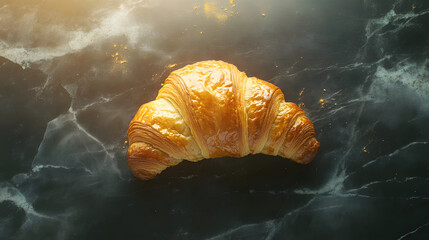 Indulge in the Delight of a Freshly Baked Croissant with Flaky Layers and Buttery Aroma, Perfect for a Gourmet Breakfast Experience