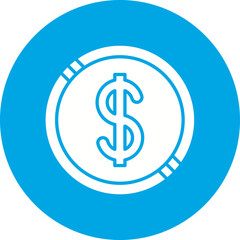 Dollar Coin icon single vector illustration