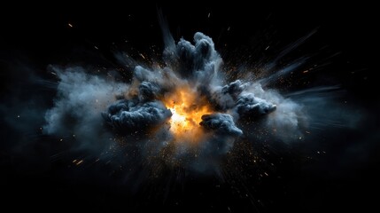 A black and white photo of a large explosion with a lot of smoke and debris