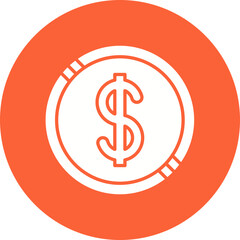 Dollar Coin icon single vector illustration