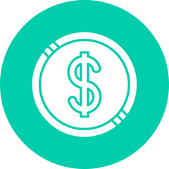 Dollar Coin icon single vector illustration