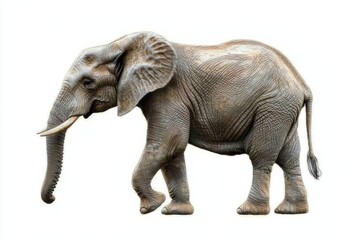 Obraz premium Elephant walking across a plain with detailed texture and natural posture in a serene environment. Generative AI