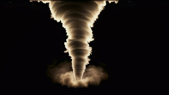 Tornado spirals on black background, vfx for overlay, alpha transparent chromakey background