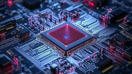 Fototapeta premium Creative visualization of quantum computing systems integrated into futuristic strategies