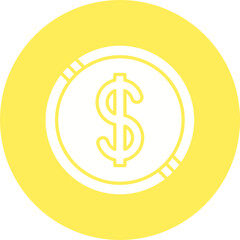 Dollar Coin icon single vector illustration