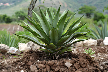 Obraz premium Succulent with succulent leaves in nature
