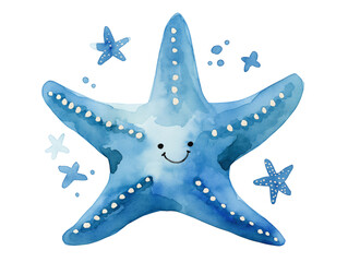 Watercolor starfish illustration on white background