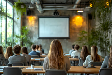 Engaging business training session in a modern corporate environment with participants focused on learning