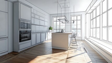 An Empty Kitchen Apartment Room After Renovation Before And After Modern Kitchen Apartment Room In Renovated House before and after
