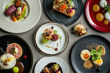 Tasty dishes in michelin star restaurant