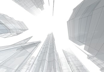 Fototapeta premium 3d rendering of modern office buildings in the city 