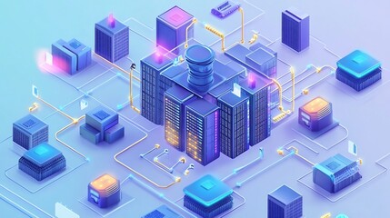 Obraz premium Scalability workflows depicted highlighting dynamic load balancing and server optimization to manage increasing demands