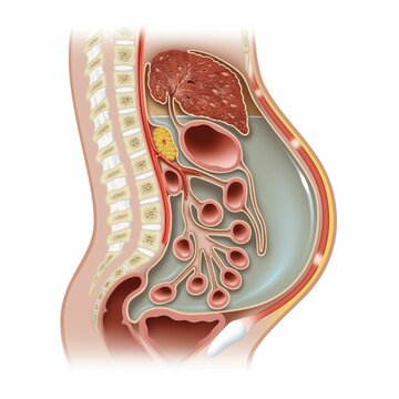 illustration of ascites and cirrhosis of liver