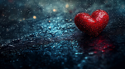 Obraz premium red heart on black background