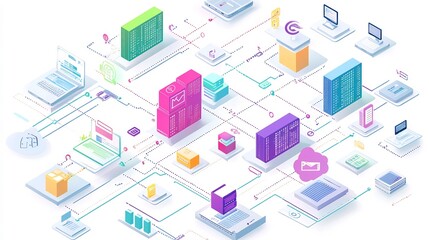 Obraz premium Vibrant portrayal of architecture diagram featuring SaaS PaaS IaaS solution interconnected