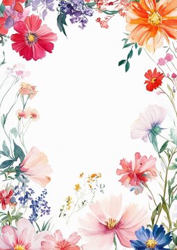 Farbenfroher Blumenrahmen mit Platz f&uuml;r Text