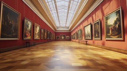 Classical Art Gallery With Renaissance Paintings