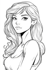 Fototapeta premium A drawing of a girl with long hair