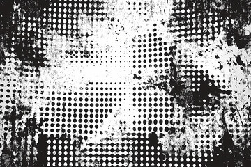 A black and white halftone pattern with a grunge background design