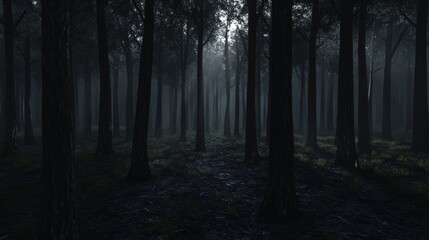 Obraz premium A Serene Forest Painting With Tall Trees