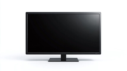 Fototapeta premium Lcd tv digital monitor object with black screen isolated on white background. television technology screen, electronic media video broadcast device.