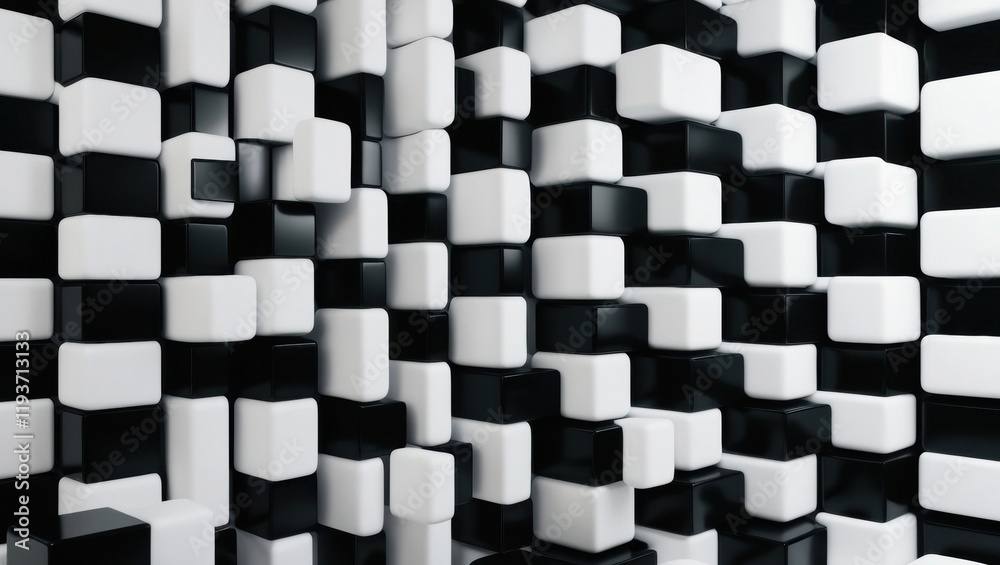Poster black and white geometric pattern with 3d effect