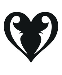 Valentines Day illustration.Intricate love heart with floral, leafy and abstract patterns,vector hand drawn stylish illustration. Perfect for tattoo, print and design.